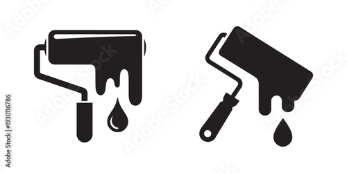 Dripping Paint Roller Icon Design