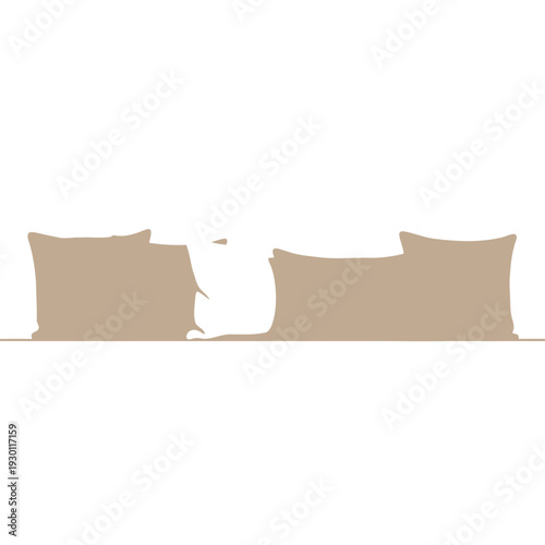 Living room couch with cushions on a beige background