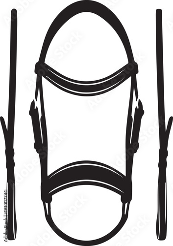 Horse bridle silhouette vector illustration for equestrian sport accessory