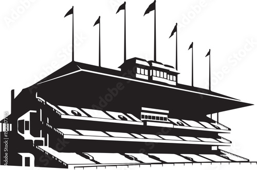 Horse racing stadium bleachers silhouette vector illustration grandstand architecture art
