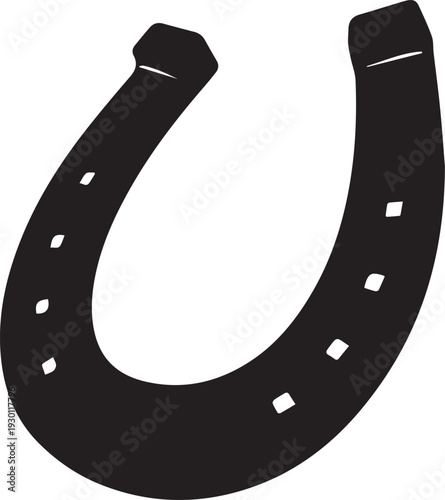Horseshoe vector silhouette illustration classic symbol of luck and good fortune line art