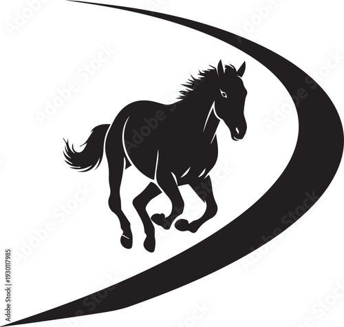 Running horse silhouette vector illustration, speed, power, motion, race, freedom, wild, nature, animal, equestrian