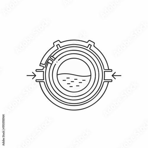 An illustration depicts a detailed view of a manhole, revealing a complex design, hinting at its function for underground infrastructure access.