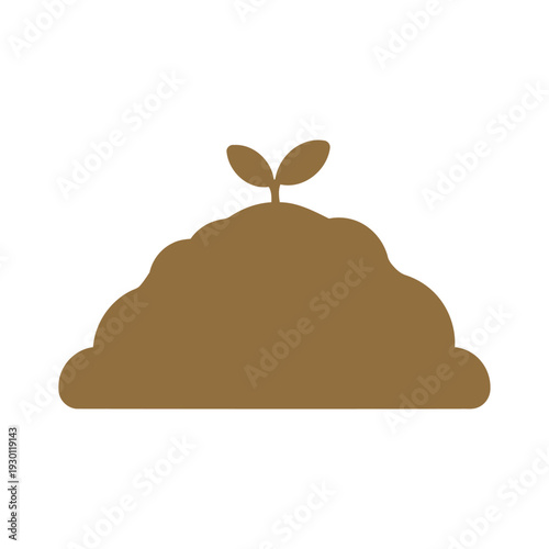 Soil mound with sprouting seedling