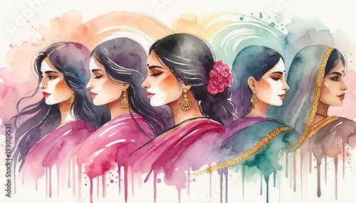 Watercolor Group Illustration of Women for International Women’s Day Celebration