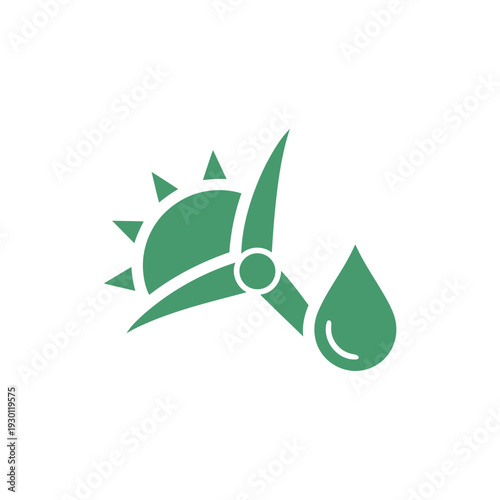 Solar powered weather vane with water droplet icon