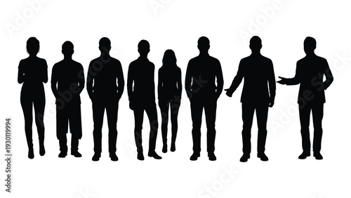 A group of business people standing in a line isolated on white background, Vector