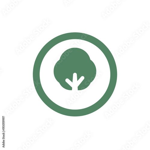 Tree and bush silhouette within circular boundary