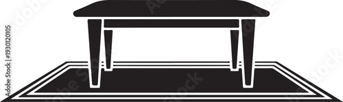 Black table on black mat with white outlines