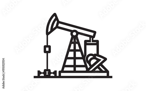 Oil pump jack icon vector, black line illustration