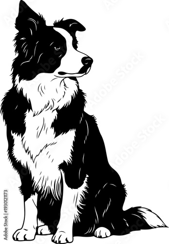Border collie silhouette vector illustration