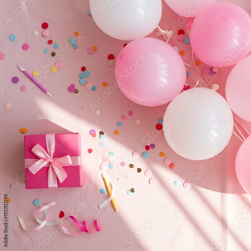 Pink Celebration: Gift, Balloons, & Sunlight