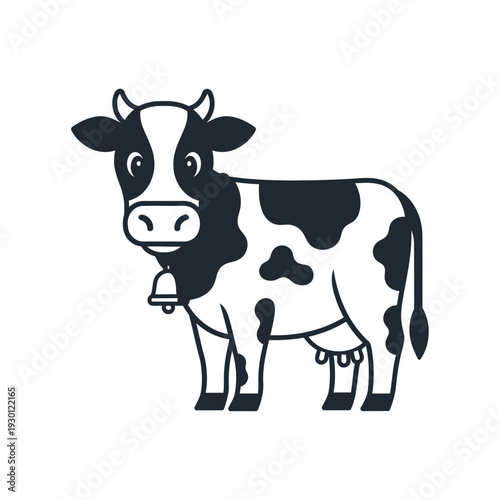 Cow with Bell Mascot for farm or agricultural theme