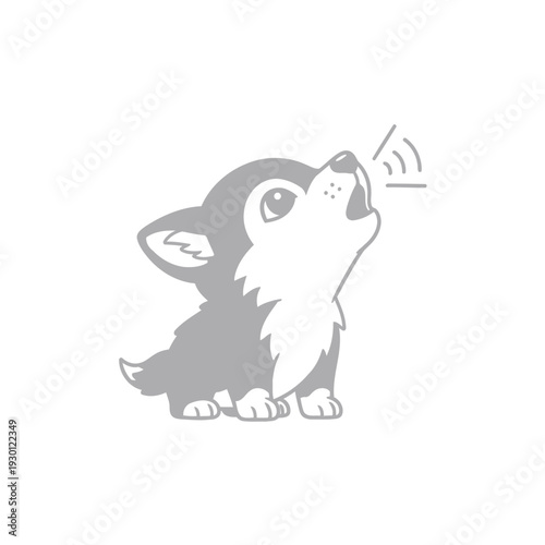 Cute Puppy Howling at Sound in Silhouette