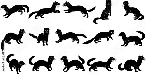 Set of black silhouettes showing human life cycle from baby and child to adult and elderly for aging process designs,