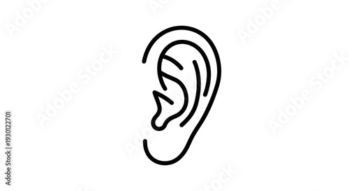 Minimalist Human Ear Outline Icon Representing Auditory Perception and Hearing Sense