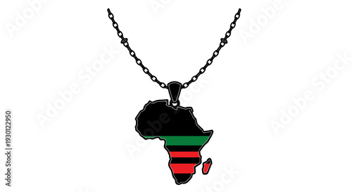 Symbolic African continent necklace showcasing cultural pride and vibrant heritage colors
