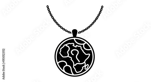 Minimalist global exploration necklace symbol, representing travel and worldwide unity artwork