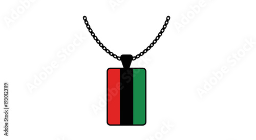 Vibrant Pan-African inspired pendant necklace with black chain, featuring red, black, and green