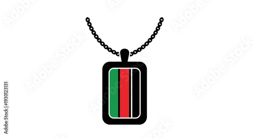 Modern minimalist dog tag necklace showcasing significant cultural colors of identity and strength