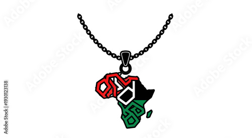 Pan-African colors adorning a unique Africa map pendant necklace a symbol of heritage