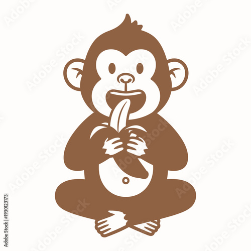 Baby Monkey Eating Banana