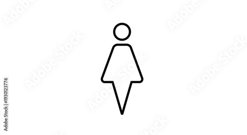 Minimalist black outline icon representing a female gender or ladies' restroom symbol clean design