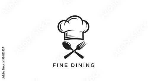 Elegant culinary symbol featuring a chef's toque with crossed dining utensils for upscale