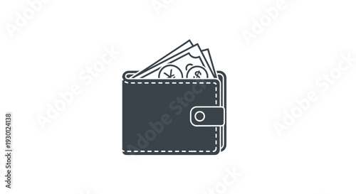 Black leather wallet with cash.