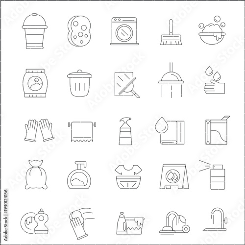 “Housekeeping icon set with cleaning tools and home service symbols”