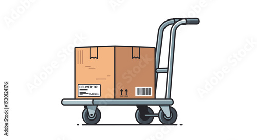 Hand truck with cardboard boxes on.