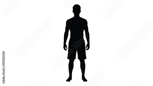 A black silhouette of a man standing isolated on white background, Vector