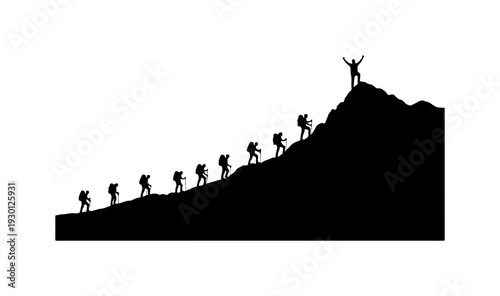 Determination and Teamwork Climbing Mountain