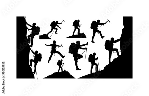 Mountaineering and Rock Climbing Adventure Silhouettes