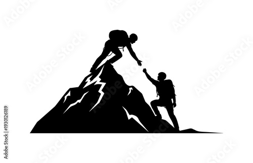 Teamwork Climbing Mountain Together