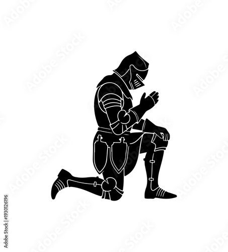 Medieval Knight Kneeling in Prayer