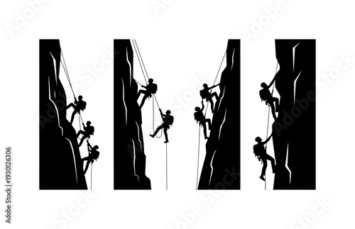 Rock Climbing Silhouettes in Action
