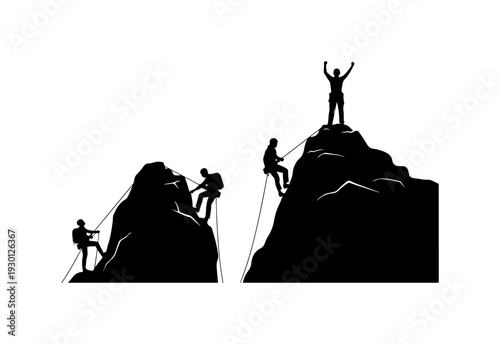 Determination and Teamwork Climbing Victory