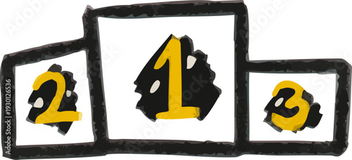 Winners podium illustration with numbers 1 2 3 crayon style