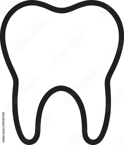 Simple line art outline drawing of a healthy human tooth dental care symbol
