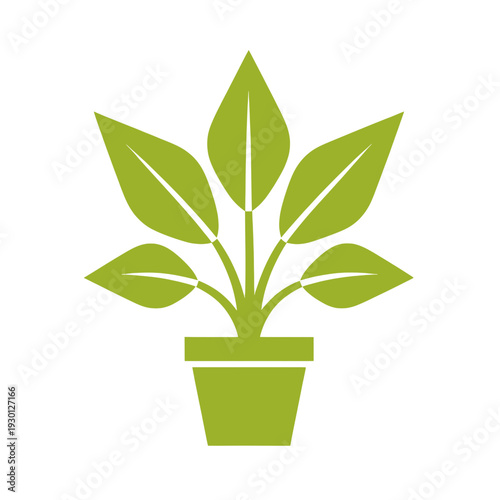 Green Potted Plant Flat UI Icon for App Interface