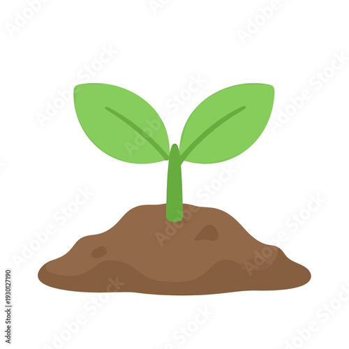 Green Seedling Growing in Soil Flat UI Icon for App Interface