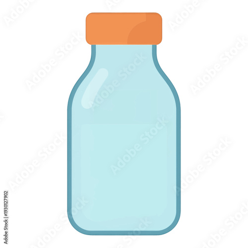 Light Blue Glass Bottle with Orange Cap Flat UI Icon for App Interface