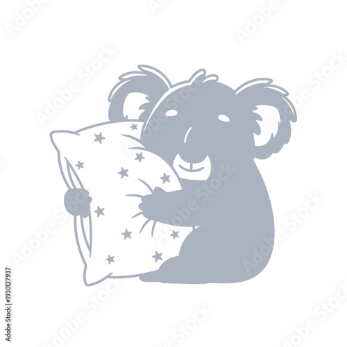 Cute Koala hugging starry pillow