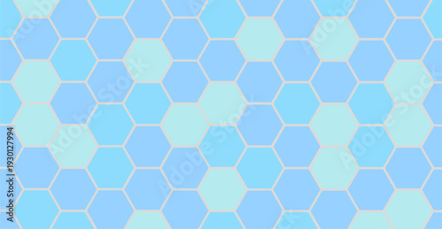 Soft blue hexagon pattern background with geometric honeycomb structure