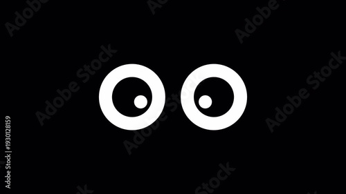 Cartoon Big Eyes Blinking, Winking, and Sneering Animation with Sideways Movement on Black Background, 2D Animated Eyes with Alpha Channel 4k video