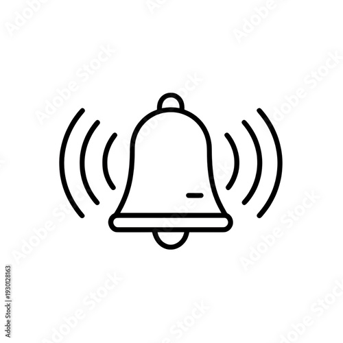Notification Bell Icon with Sound Waves for App UI