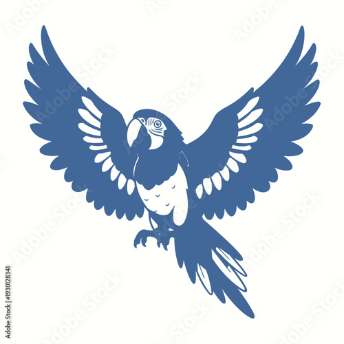 Blue Parrot in Flight