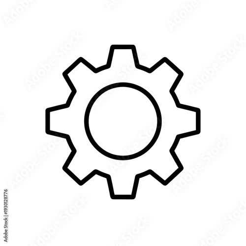 Outline Settings Gear UI Icon for App Interface