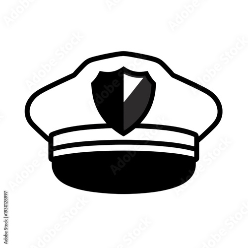 Police Officer Hat with Shield Security Icon for App UI